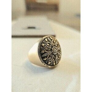 Premier Designs Vintage-Inspired Dome Crystal Signet Ring Sz 7